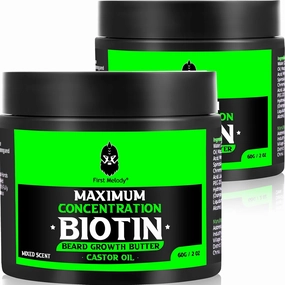 Beard Butter,Maximum Concentration Biotin,with Castor Oil and Argan & Jojoba Oils, Promotes Beard Growth, Styles, Strengthens & Softens Beards,Unruly Beards While Relieving Itch,4 Ounce