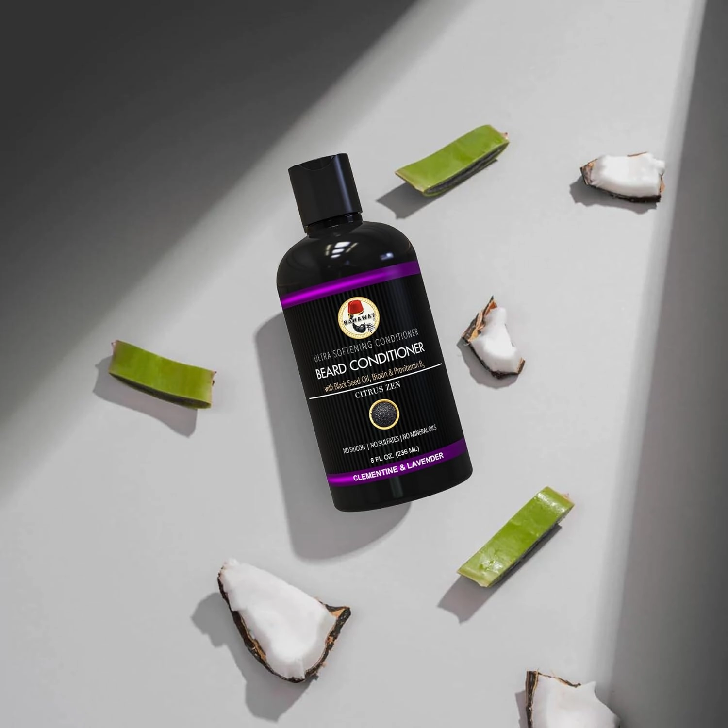 Beard Conditioner - Citrus Lavender - 8 fl. oz. - Sulfate free - with biotin, provitamin B5, Blackseed oil, Jojoba Oil, Natural Ingredients for a Gentle, Deep Cleanse-Strengthening Wash