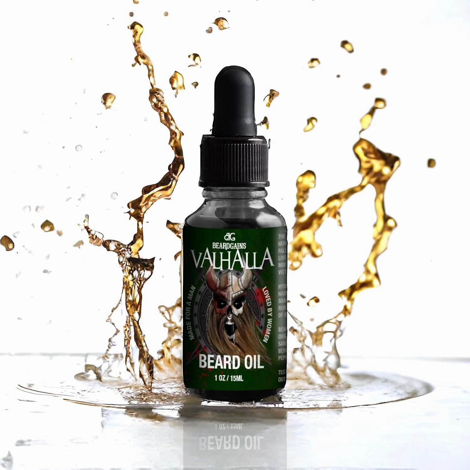 Beard Gains Beard Oil for Men - Organic Beard Growth Oil, Moisturizer & Conditioner, Softens & Strengthens Facial Hair, Reduces Itch, Promotes Healthy Beard (1oz, Valhalla)