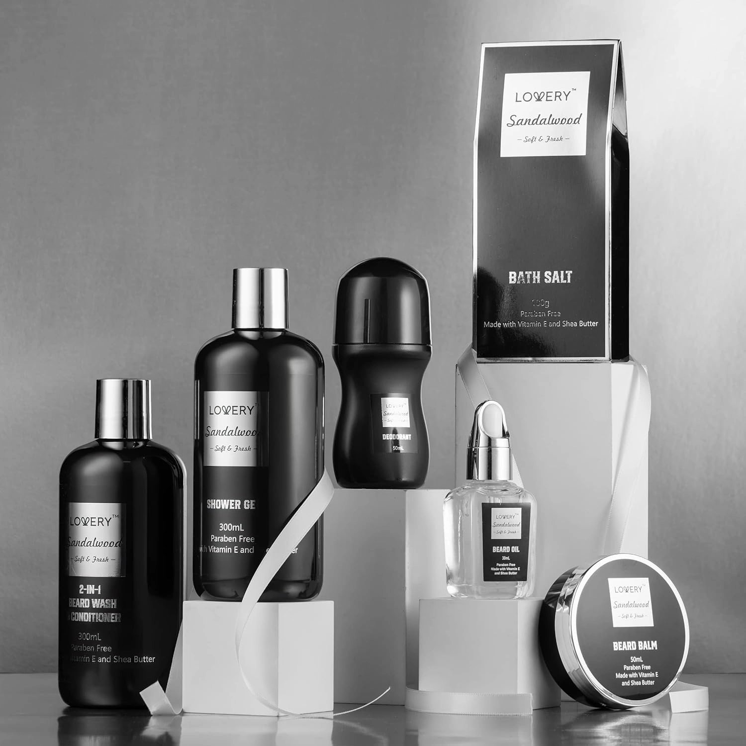 Beard Kit and Body Care Gifts for Men, Fathers Day Gifts for Dad Sandalwood Spa Gift Baskets, Mens Bath and Beard Grooming Kit, Birthday Gifts for Him with Beard Balm, Growth Oil, Deodorant and More