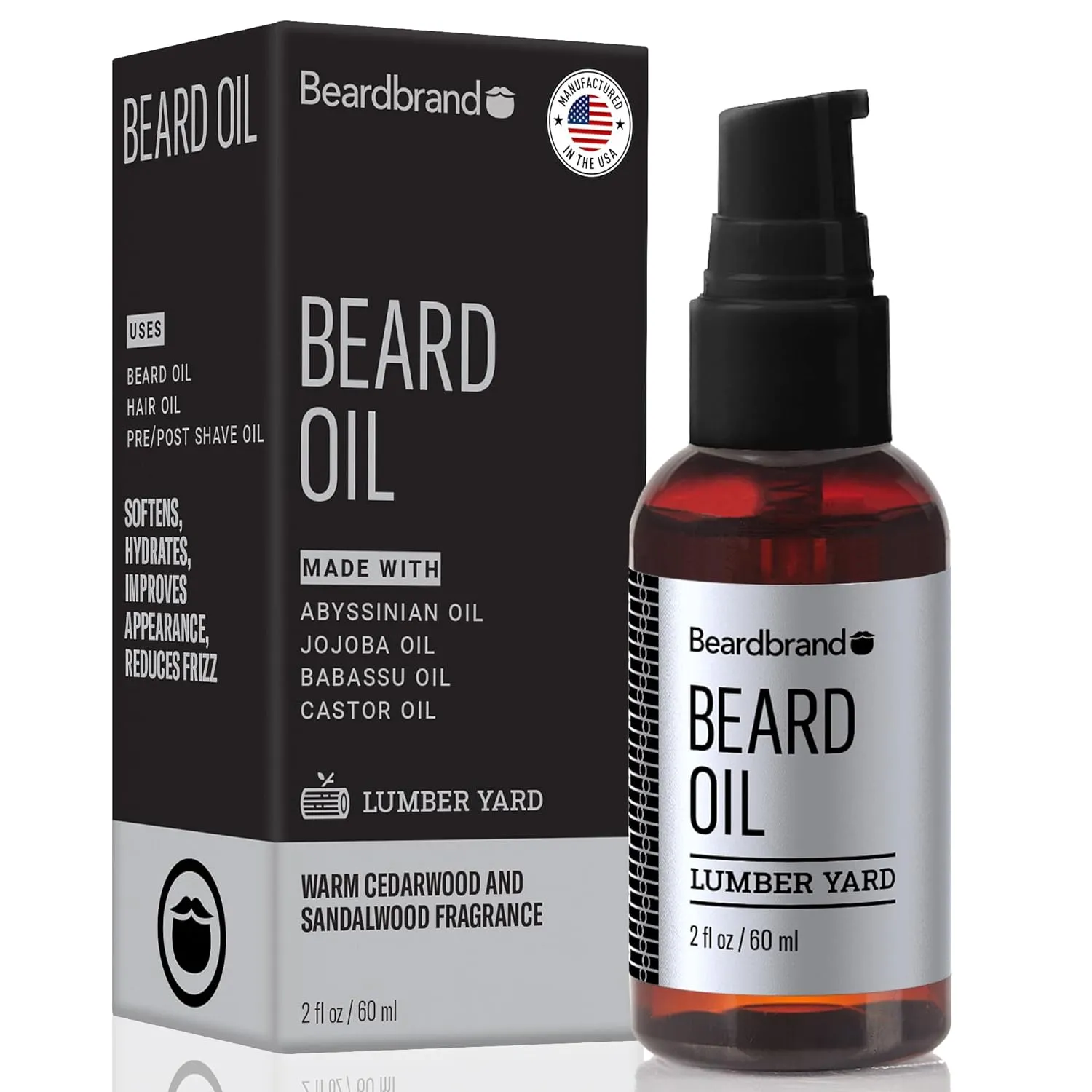 Beardbrand Beard Oil for Men, Beard Softening Oil & Mens Beard Oil - Softens & Conditions with Jojoba Oil - Smooth Beard & Skin | Sandalwood & Cedar Oil - 2 fl oz