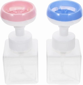 Beaupretty 2Pcs Flower Shaped Foam Dispenser Refillable Travel Soap Bottle Plastic Press Bottles for Kitchen Bathroom 250ml