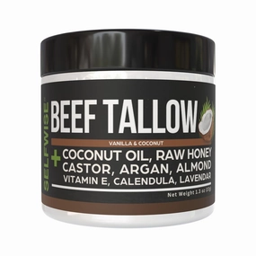 Beef Tallow Moisturizer – Organic Balm with Raw Honey, Coconut, Vanilla, Shea Butter & Castor Oil – Non-Greasy & Multi-Purpose Skin Cream for Face & Body – 100% Natural & Fragrance-Free