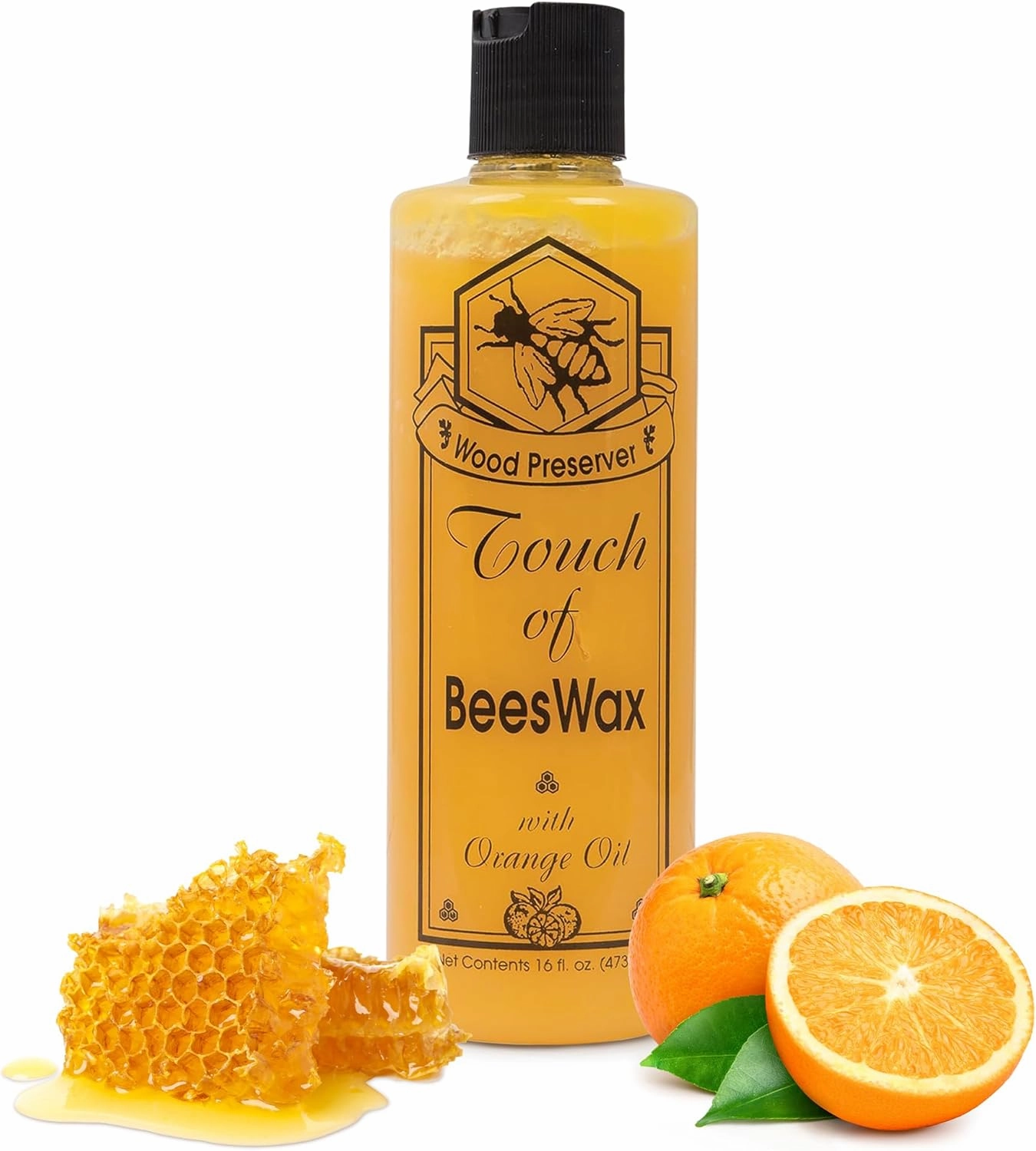 Beeswax Furniture Polish and Conditioner with Orange Oil. Wood Floor Scratch Repair, Feed Into Hardwood, Restore and Protect Cabinets 16 Ounce