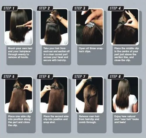 Benehair Clip in Hair Extensions 8PCS 23inch Long Straight Synthetic Hairpieces Dark Red Hair Extensions Double Weft Hairpieces for Women Full Head Cosplay Party Wedding Hairpiece