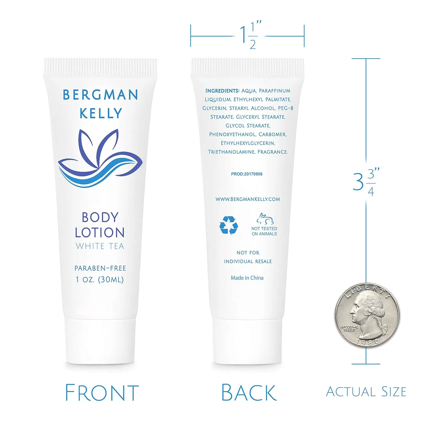 BERGMAN KELLY Hotel Toiletries Bundle (White Tea, 1 oz each, 200 Pieces) 4-Piece Set: 50 Rectangular Bar Soap, 50 Shampoo, 50 Conditioner & 50 Body Lotion - Bulk Mini Guest Amenities