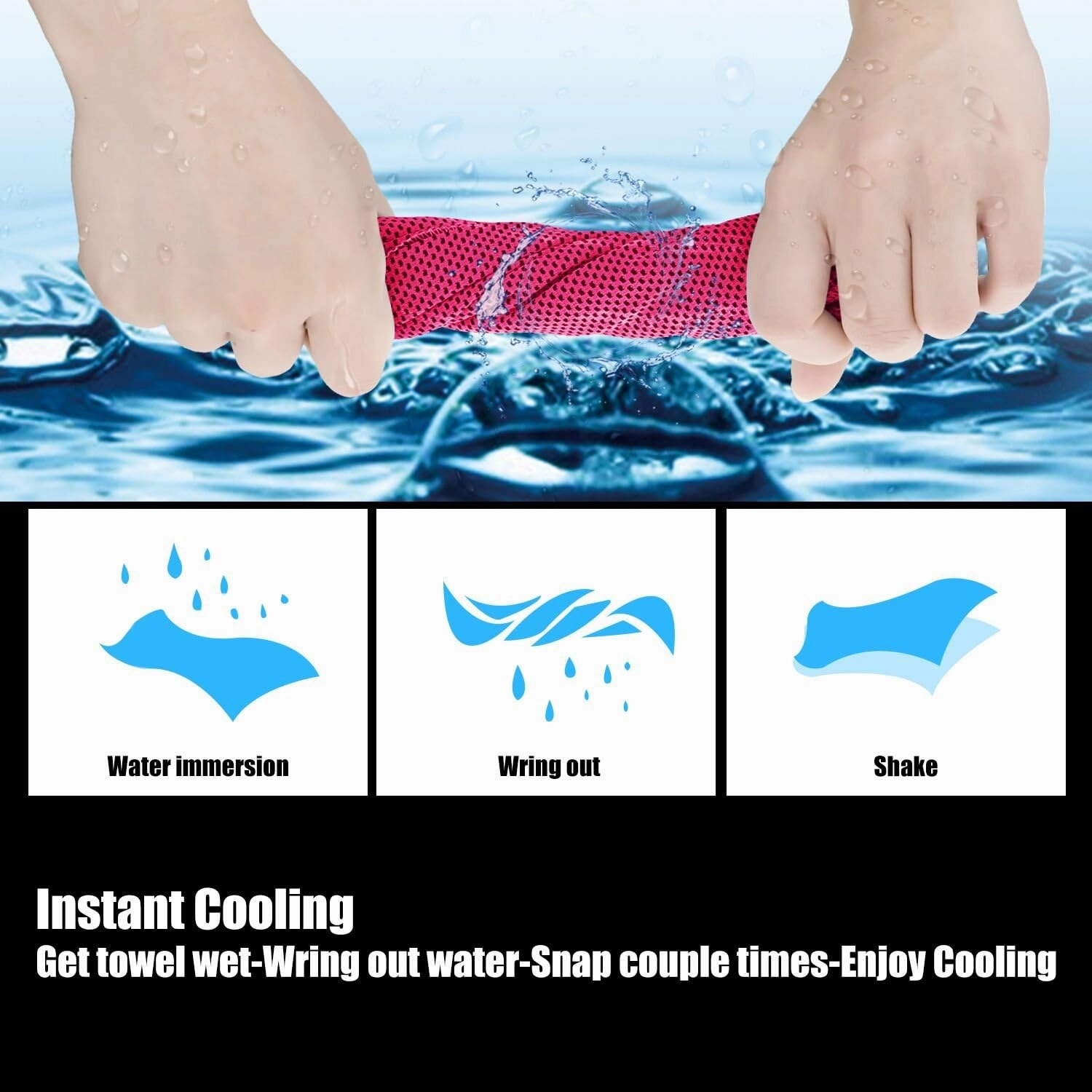 Biange Cooling Towels (40"x 12", Pack of 60) for Neck and Face, Cold Towel for Hot Weather, Sports, Workout, Fitness, Gym, Yoga, Golf, Pilates, Travel, Camping & More