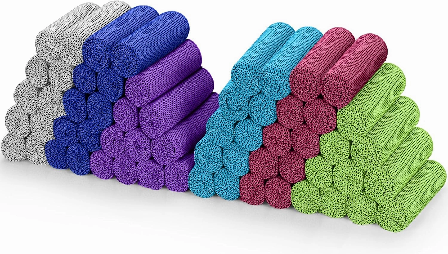 Biange Cooling Towels (40"x 12", Pack of 60) for Neck and Face, Cold Towel for Hot Weather, Sports, Workout, Fitness, Gym, Yoga, Golf, Pilates, Travel, Camping & More