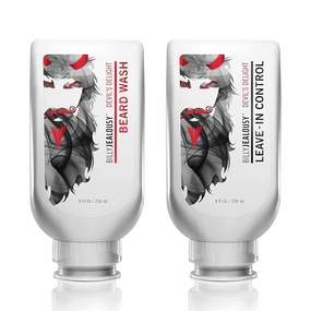 Billy Jealousy Devil's Delight Beard Care Bundle - Beard Control Leave-In Conditioner with Aloe, Hops & Witch Hazel, Softens Hair & Skin, 8 Oz   Hydrating Beard Wash with Sandalwood Scent, 8 Oz