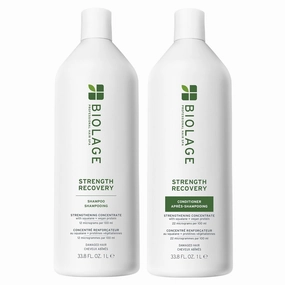 Biolage Strength Recovery Shampoo & Conditioner Set - Gently Cleanses & Reduces Breakage, For All Damaged & Sensitized Hair Types, Vegan and Cruelty-Free