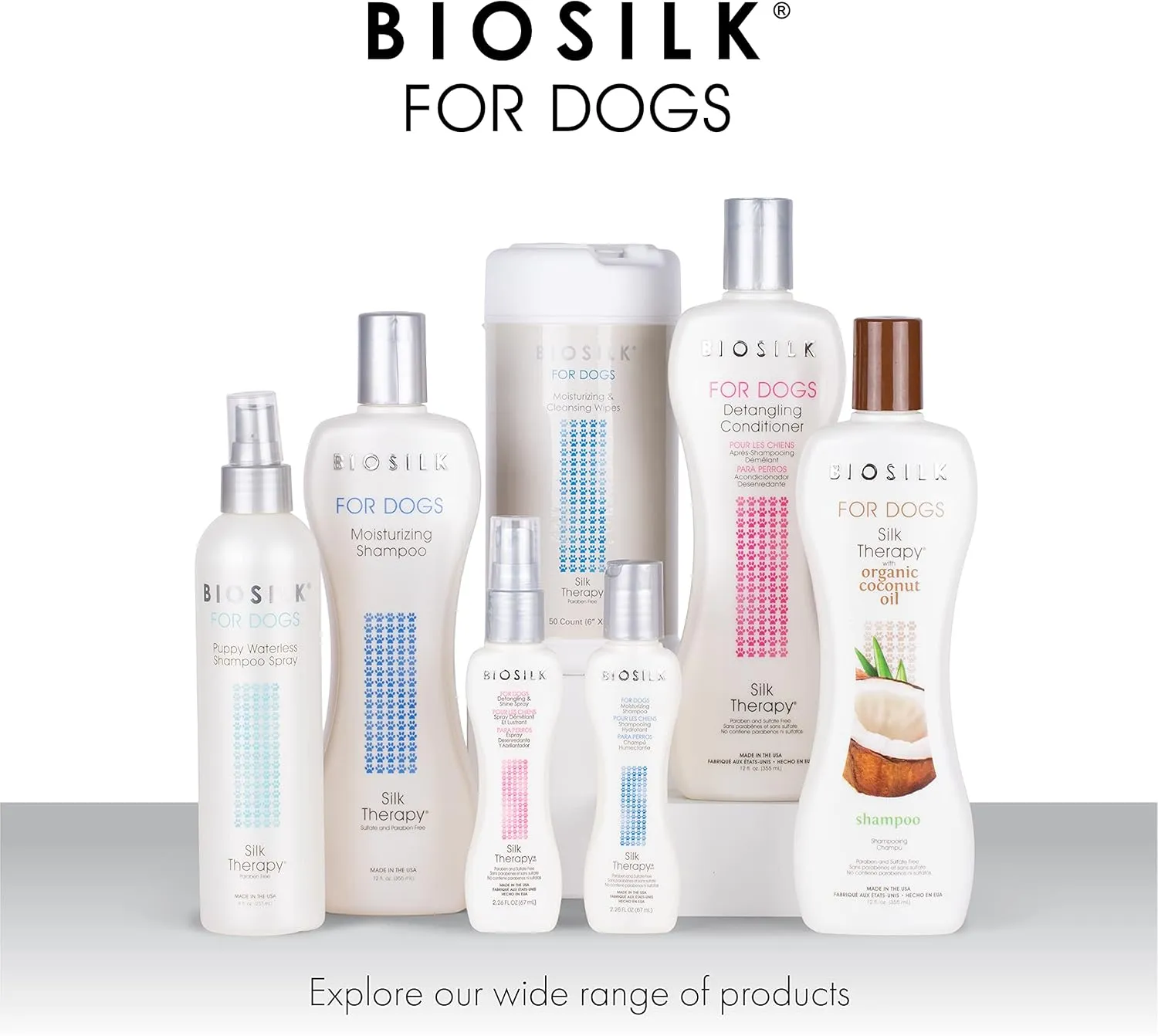 BioSilk for Dogs Silk Therapy Detangling Shampoo and Conditioner Bundle, 12 Fl Oz Each | Matted Hair Dog Detangler, Dog Detangling Shampoo & Conditioner | Sulfate and Paraben Free, Made in The USA