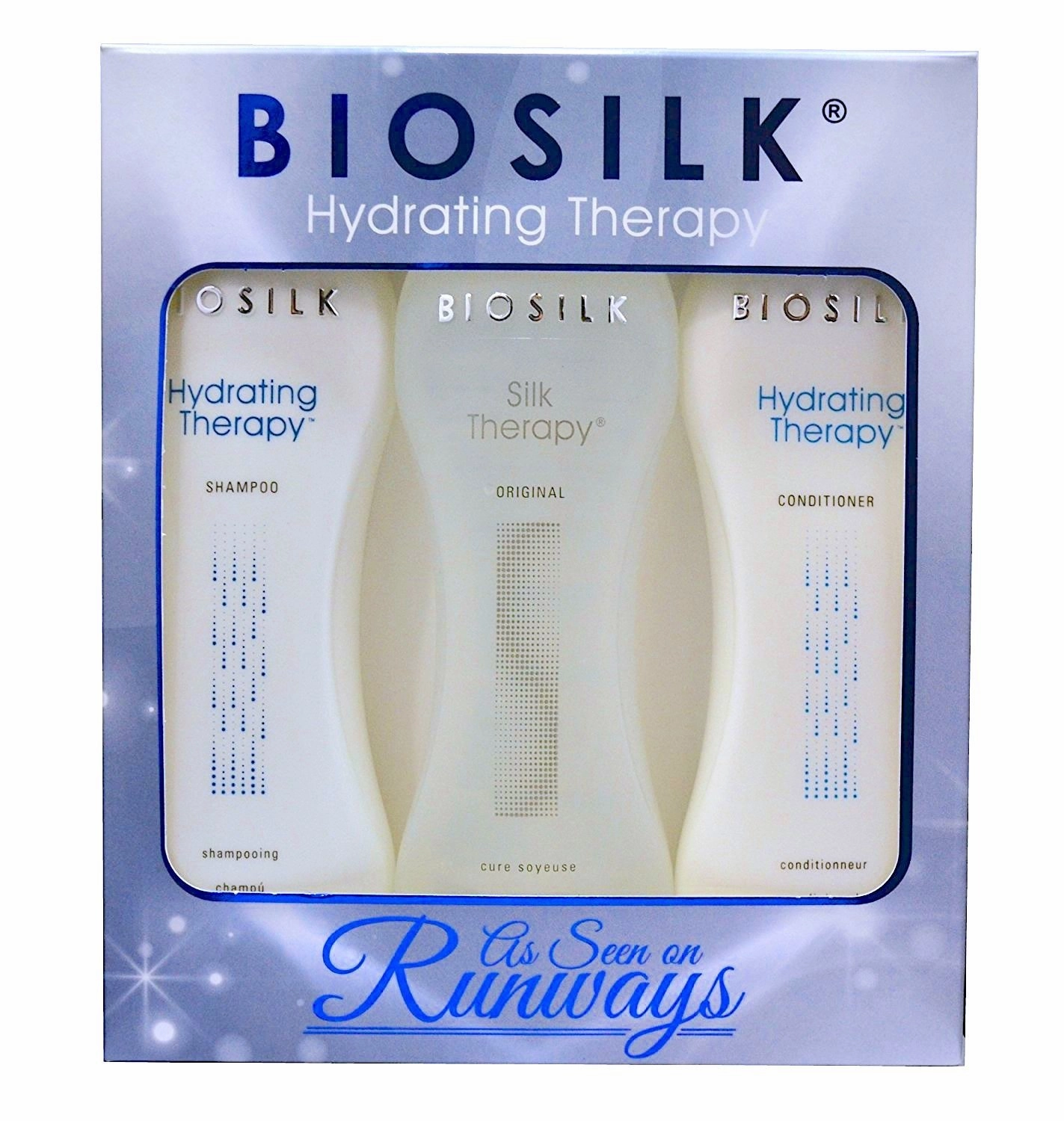 Biosilk Hydrating Therapy Trio - Shampoo, Conditioner and Biosilk Silk Therapy Original Serum