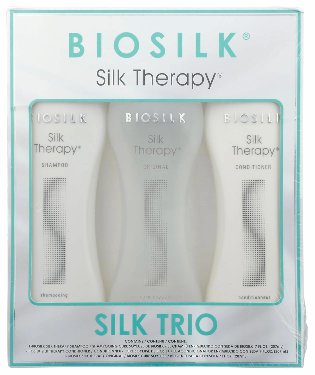 Biosilk Silk Therapy Trio Unisex Shampoo, Conditioner, and Original Treatment 7 oz 3 Pc