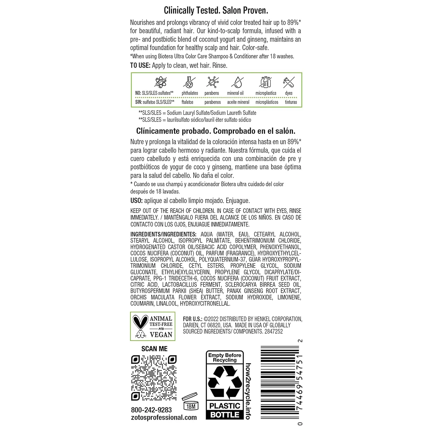 Biotera Ultra Color Care Conditioner | Prolongs Vivid Color-Treated Hair | Microbiome Friendly | Vegan & Animal Test Free | Paraben & Sulfate Free | Color-Safe | 32 Fl Oz