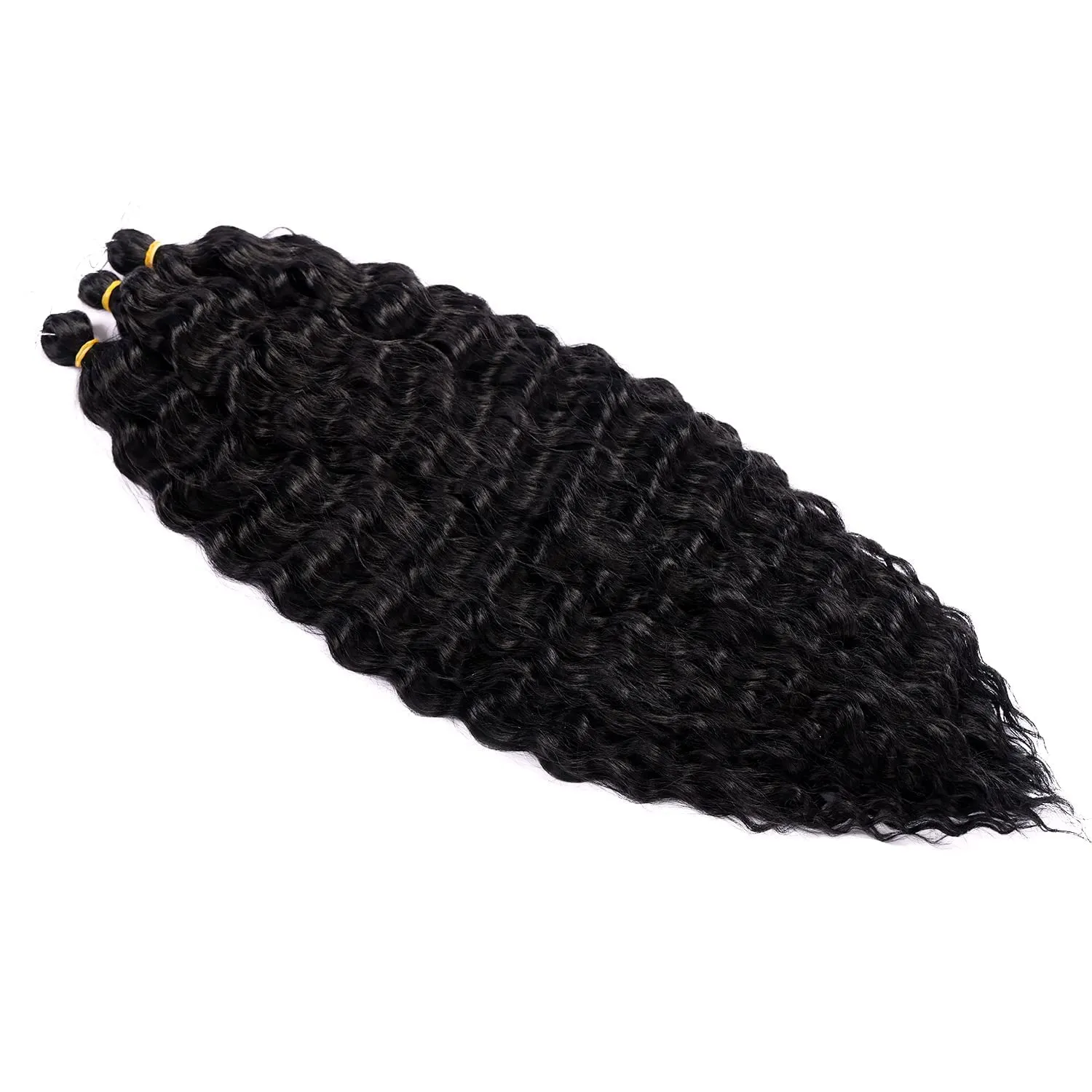 Black Curly Braiding Hair Ocean Wave Crochet Hair Extensions 6Packs Deep Wave Crochet Hair 30 inch #1B Natural Black