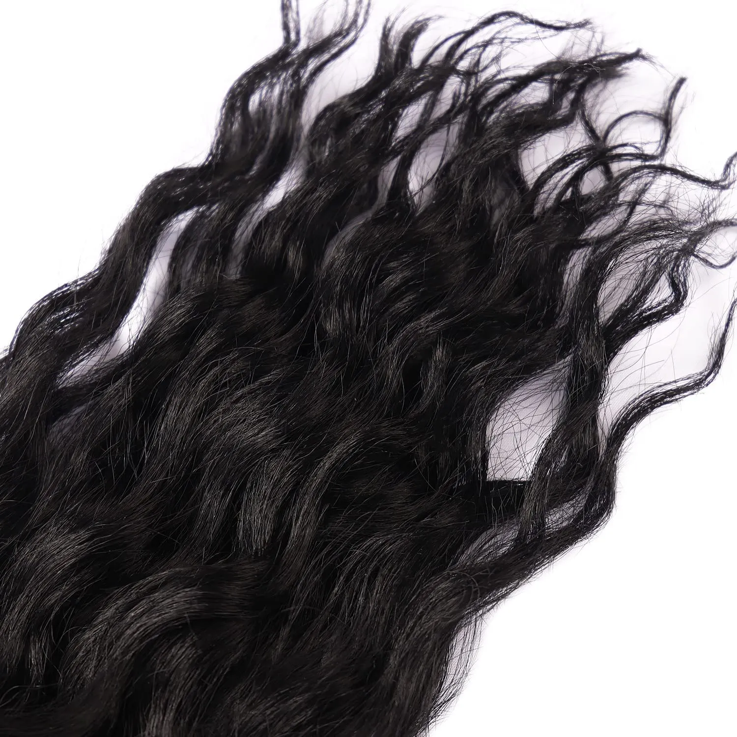 Black Curly Braiding Hair Ocean Wave Crochet Hair Extensions 6Packs Deep Wave Crochet Hair 30 inch #1B Natural Black