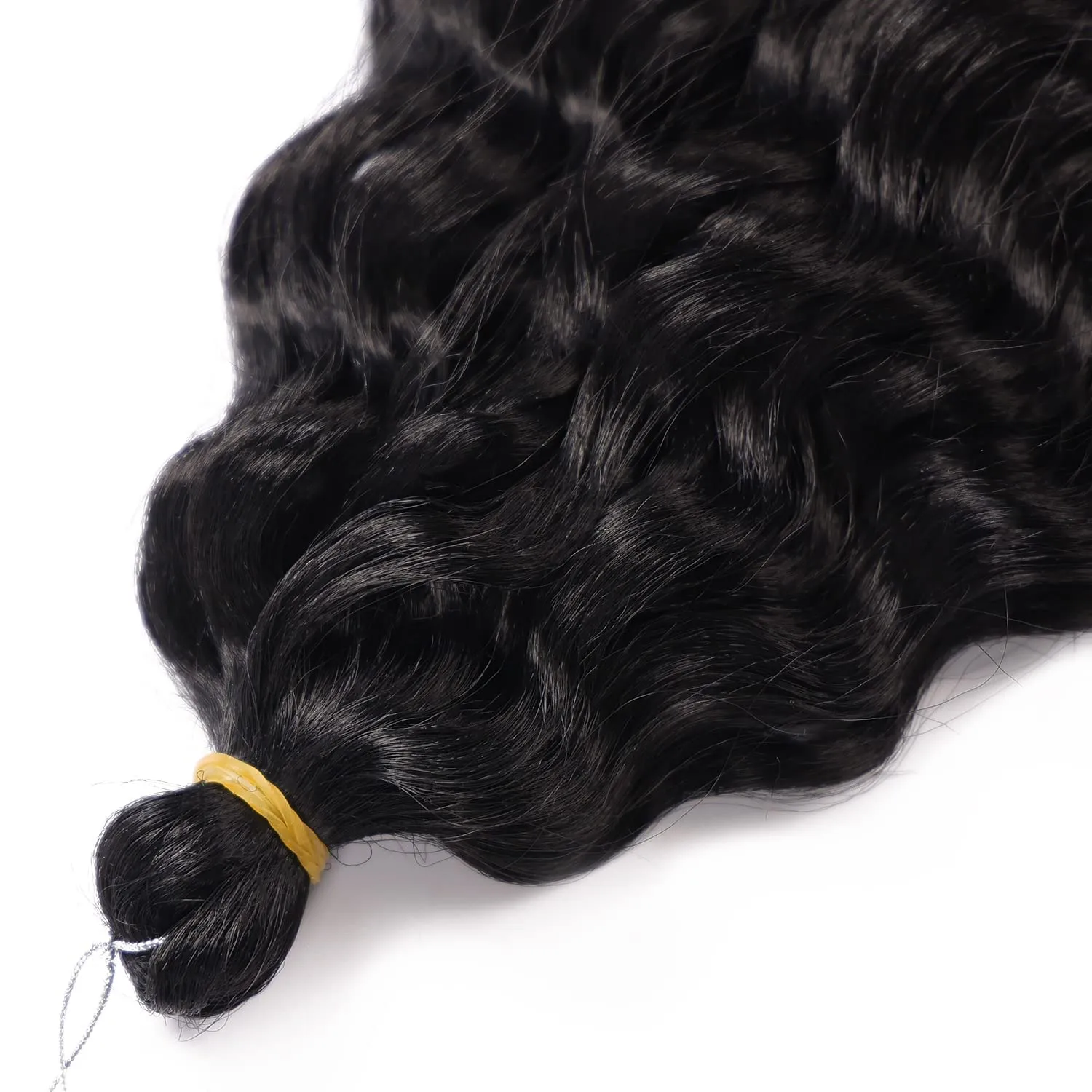 Black Curly Braiding Hair Ocean Wave Crochet Hair Extensions 6Packs Deep Wave Crochet Hair 30 inch #1B Natural Black