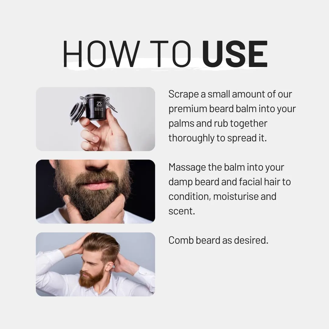 Black Oud Beard Care Kit - Non-Greasy, Premium Balm with Shea Butter | Ultimate Softener and Conditioner for Men, 50mL