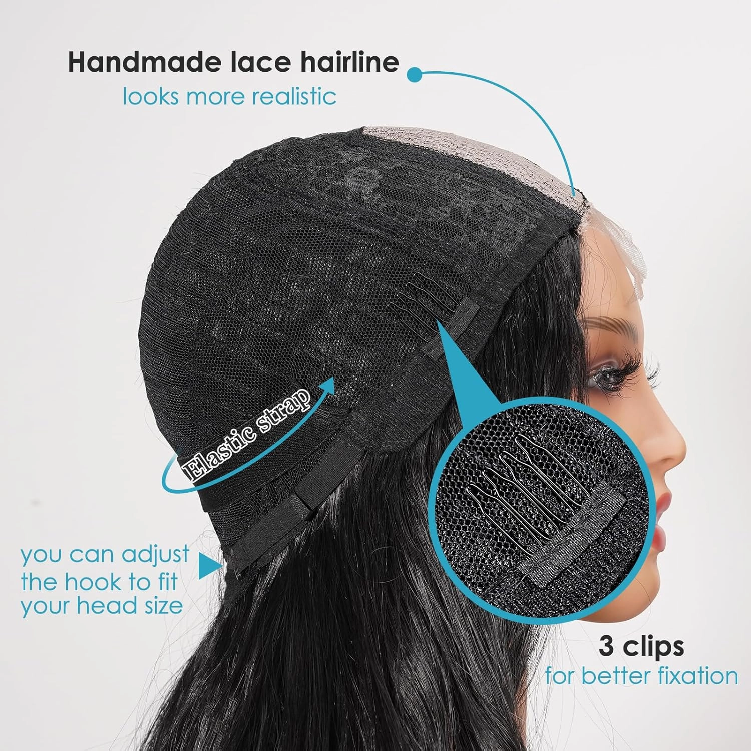 Black Wig for Women, 26 Inch Long Wavy Lace Hairline Middle Part Natural Looking Synthetic Heat Resistant Fiber Wigs for Daily, Party, Halloween and Cosplay, Black