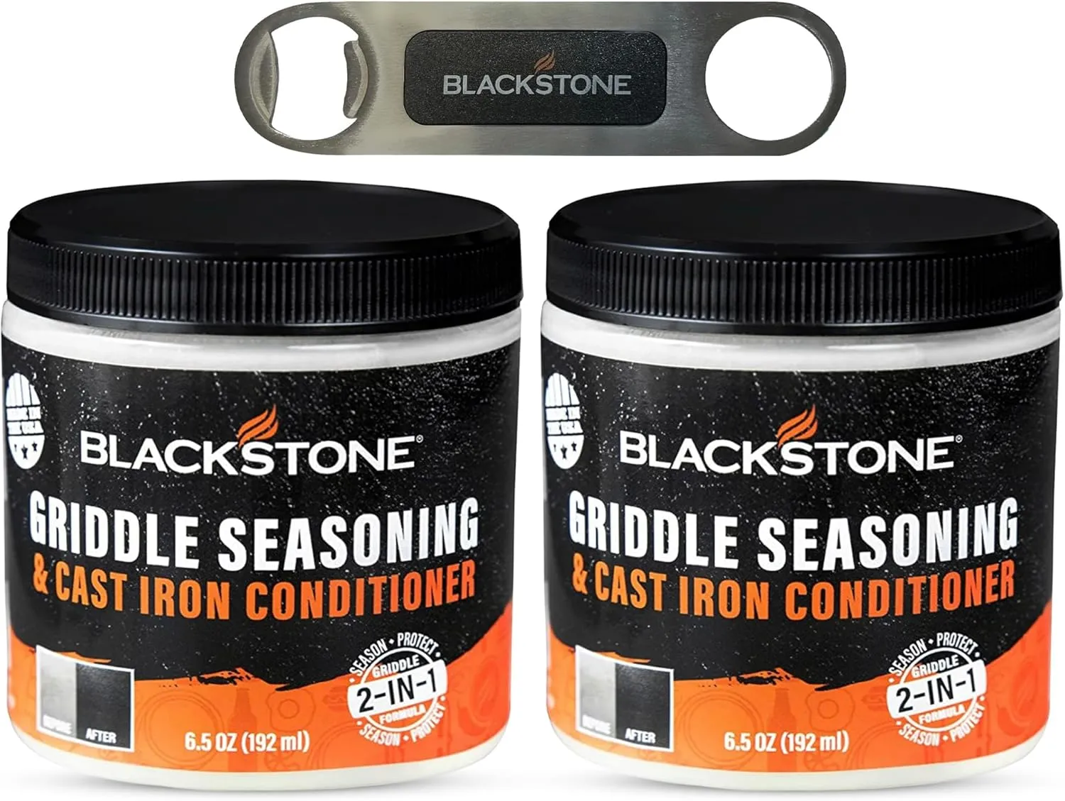 Blackstone 2-IN-1 Griddle & Cast Iron Seasoning Conditioner 6.5 OZ– Effective Seasoning Rub Formula – Food Safe – Easy to Use Cleaner & Conditioner – with Satisfying Customers Travel Tissue (2Pack)