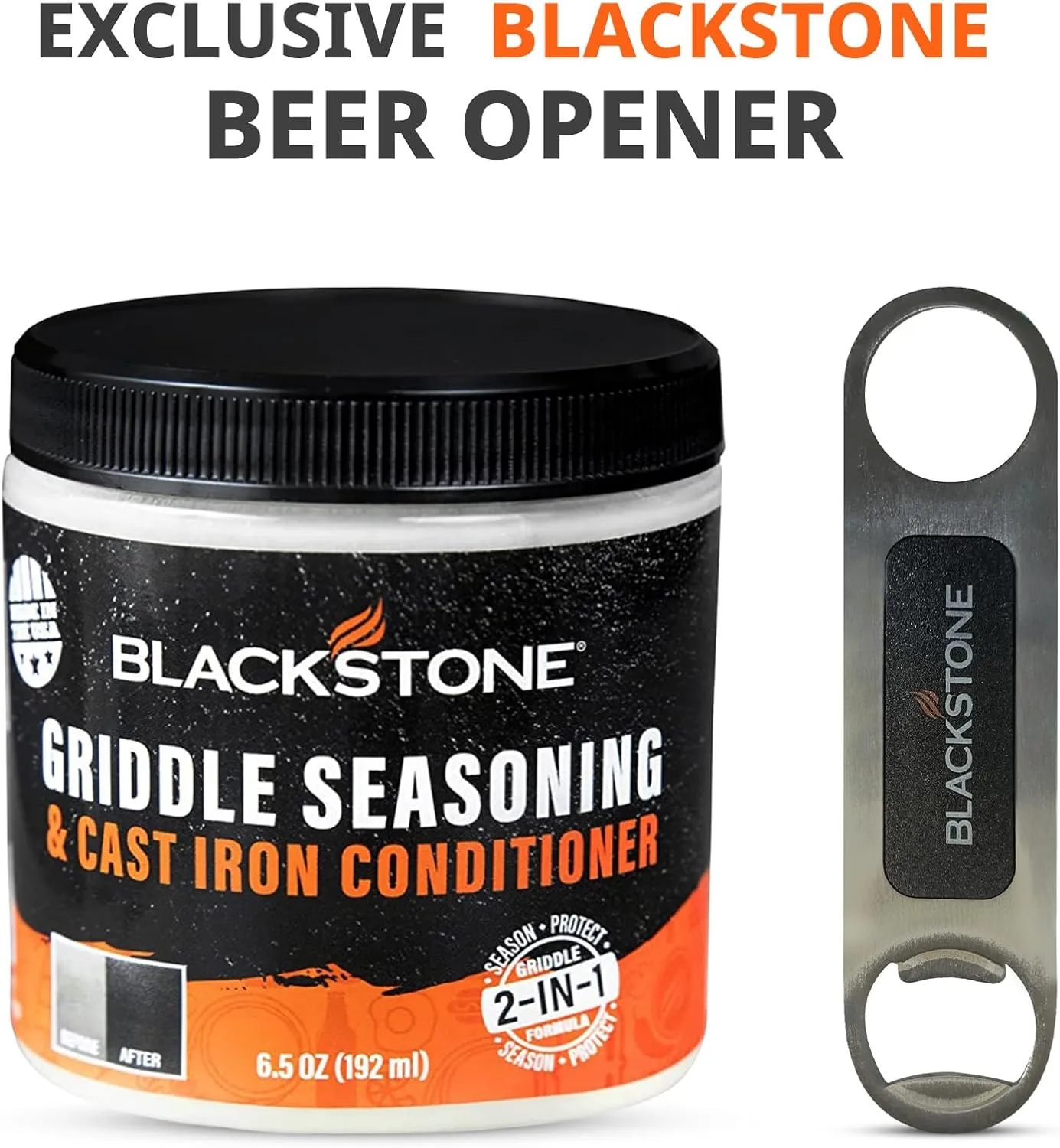 Blackstone 2-IN-1 Griddle & Cast Iron Seasoning Conditioner 6.5 OZ– Effective Seasoning Rub Formula – Food Safe – Easy to Use Cleaner & Conditioner – With Satisfying Customers Travel Tissue