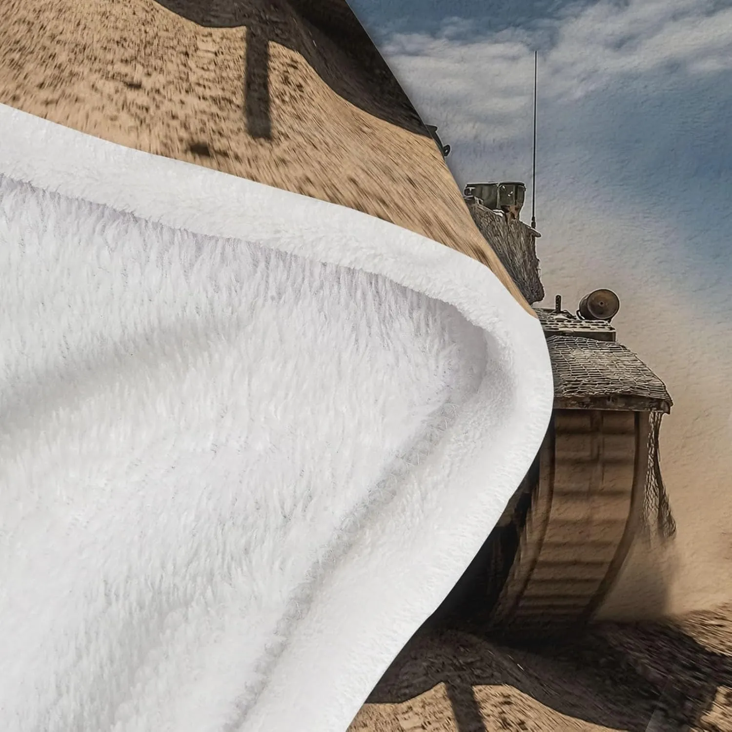 Blanket Army Desert Tank, 70" x 80" Throw Blanket Soft Flannel for Couch Sofa Bed, Light Brown Fleece Warm Cozy Throw for Bedroom Living Room Decor