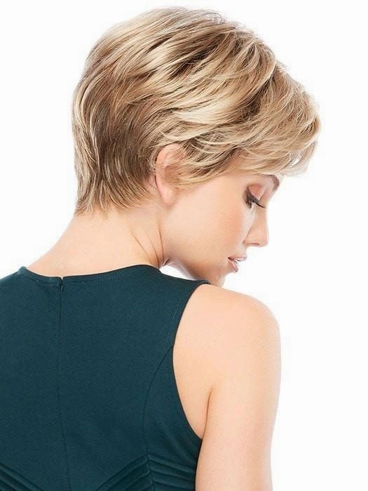BLONDE UNICORN Ombre Blonde Pixie Cut Short Wigs with Bangs for Women, Fiber & Remy Human Hair Blend Natural Daily Use