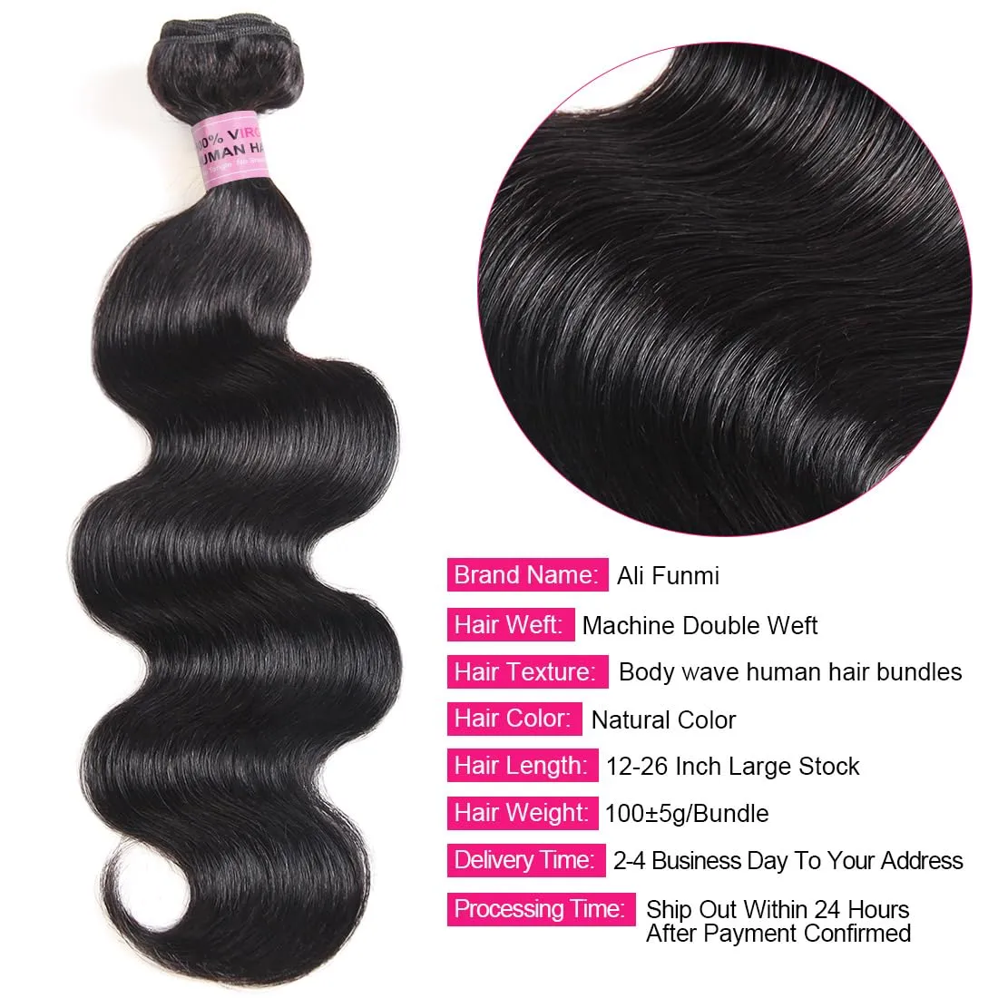 Body Wave Bundles Human Hair 1 Bundles 16 Inch 10A Body Wave Bundles 100% Unprocessed Brazilian Virgin Human Hair Bundles Double Weft Body Weave Bundles Human Hair for Women Natural Color