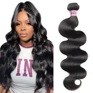 Body Wave Bundles Human Hair 1 Bundles 16 Inch 10A Body Wave Bundles 100% Unprocessed Brazilian Virgin Human Hair Bundles Double Weft Body Weave Bundles Human Hair for Women Natural Color