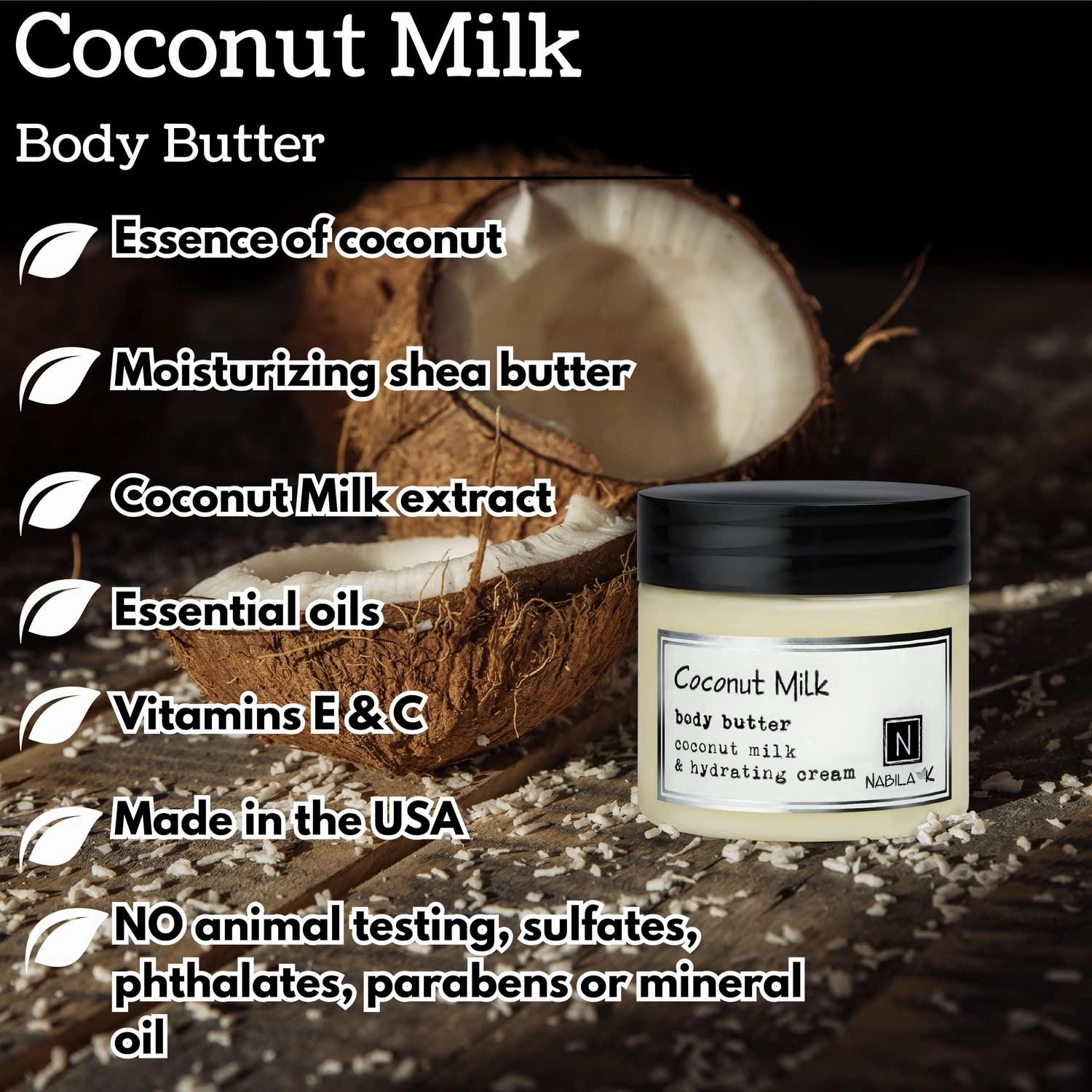 Body Butter - Daily Moisturizer for Body Care - Skin Hydrating Deep Moisturizing - Natural Ingredients - Coconut Milk - 9 oz