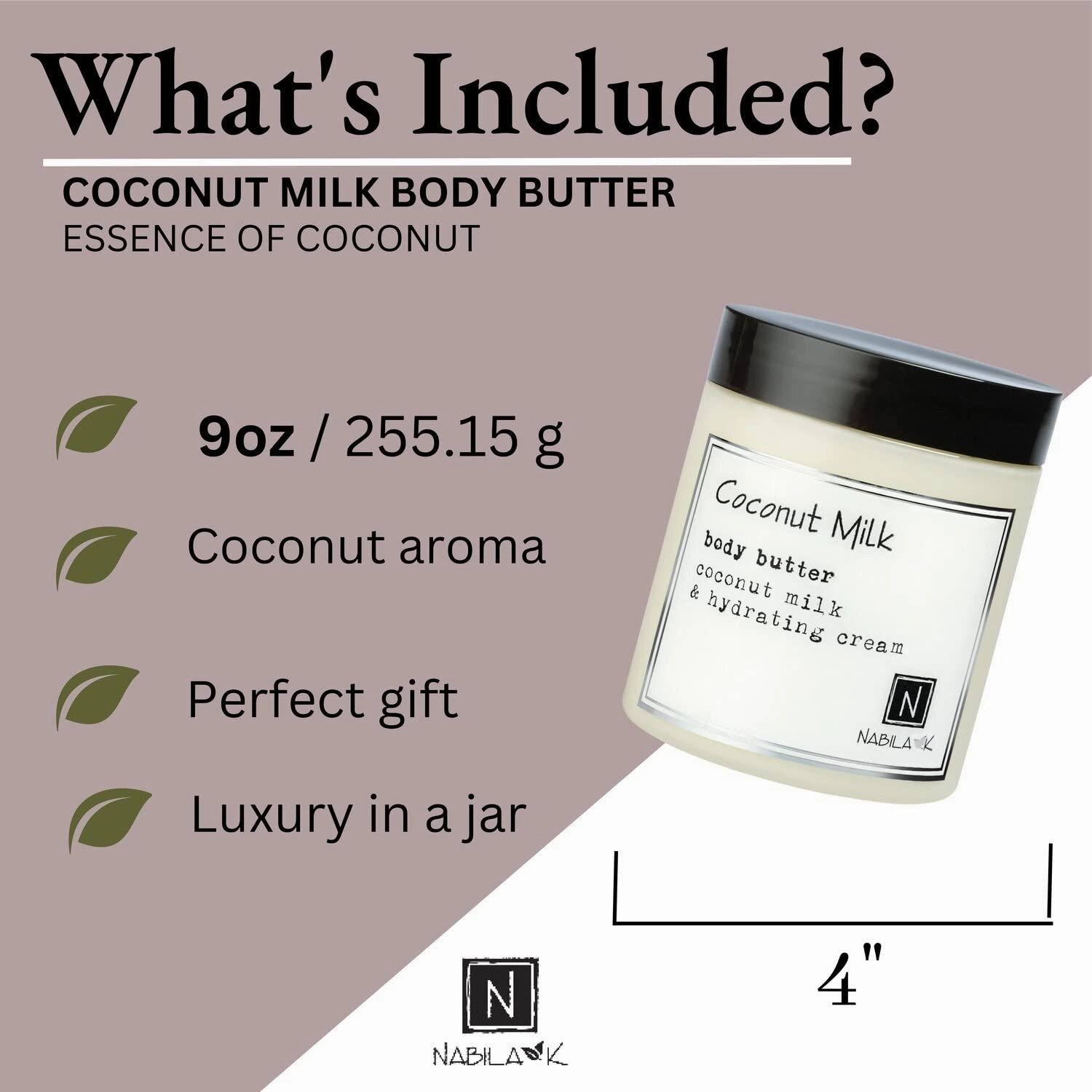 Body Butter - Daily Moisturizer for Body Care - Skin Hydrating Deep Moisturizing - Natural Ingredients - Coconut Milk - 9 oz