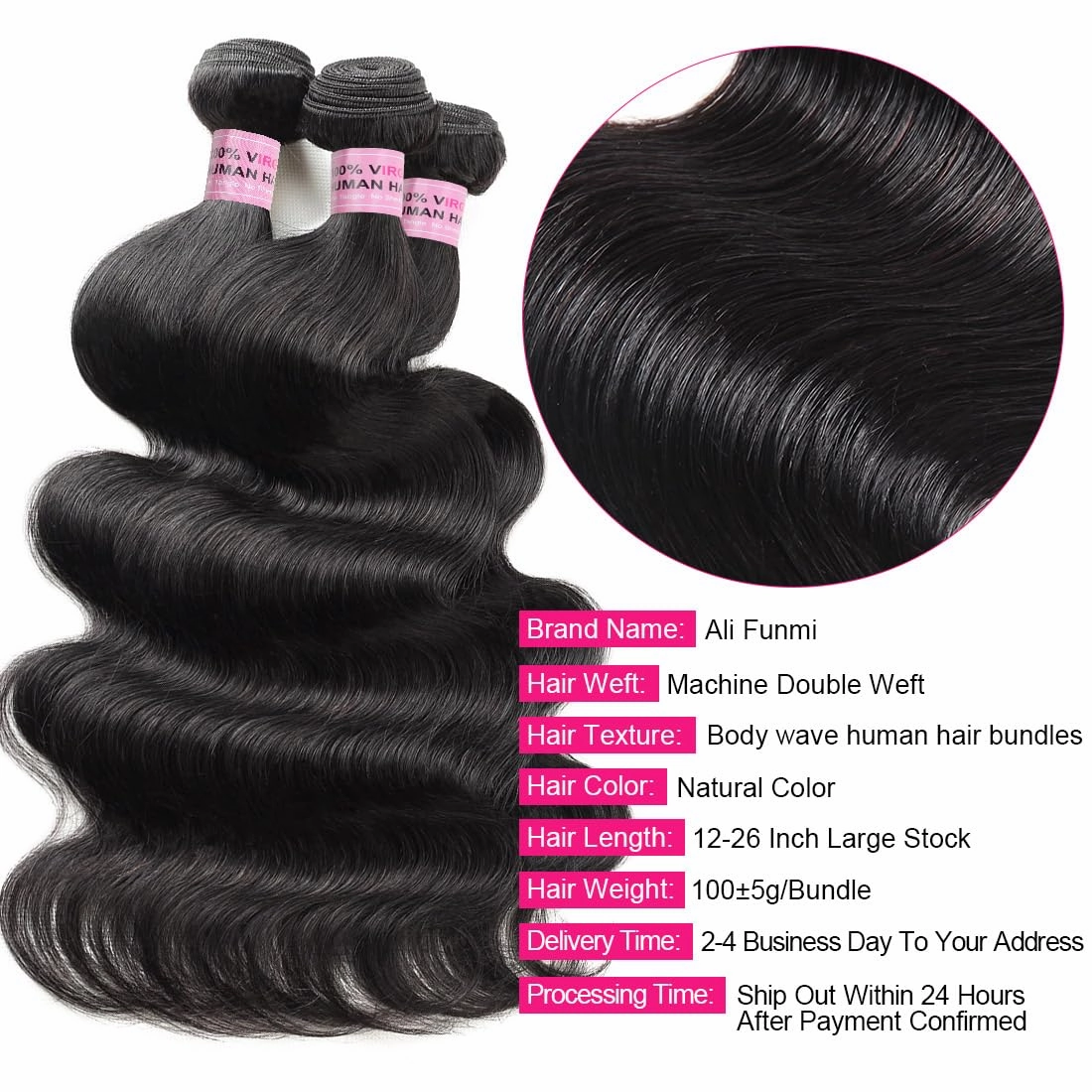 Body Wave Bundles Human Hair 18 20 22 Inch 3 Bundles Human Hair 10A Brazilian Body Wave Bundles 100% Unprocessed Brazilian Virgin Human Hair Weave Bundles Natural Color