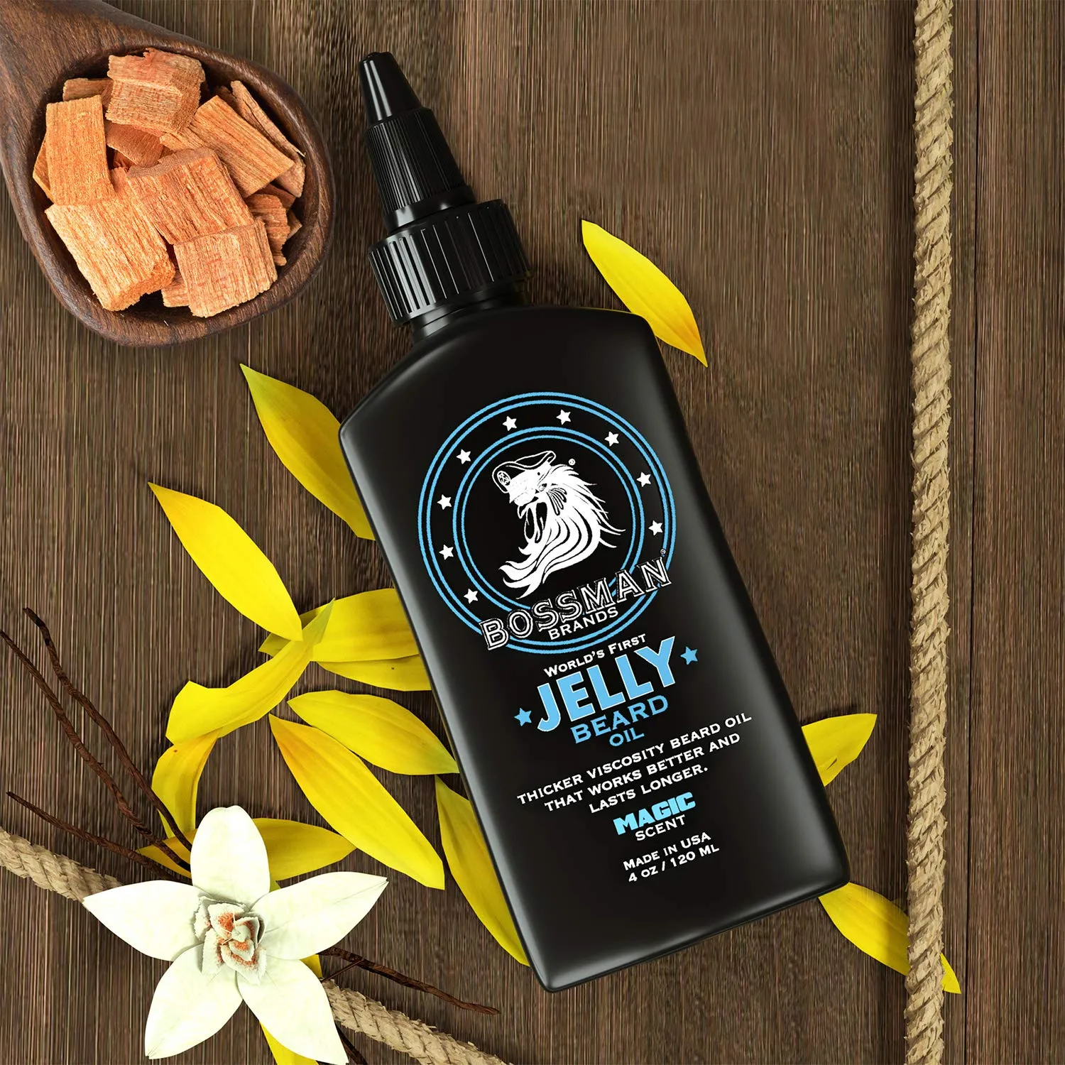 Bossman Jelly Beard Oil for Men (4 oz, Magic Scent) – Softens, Moisturizes & Conditions with Natural Ingredients