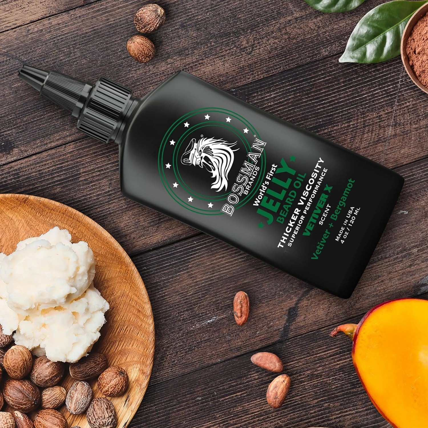 Bossman Jelly Beard Oil for Men (4 oz, Vetiver X Scent) – Softens, Moisturizes & Conditions with Natural Ingredients