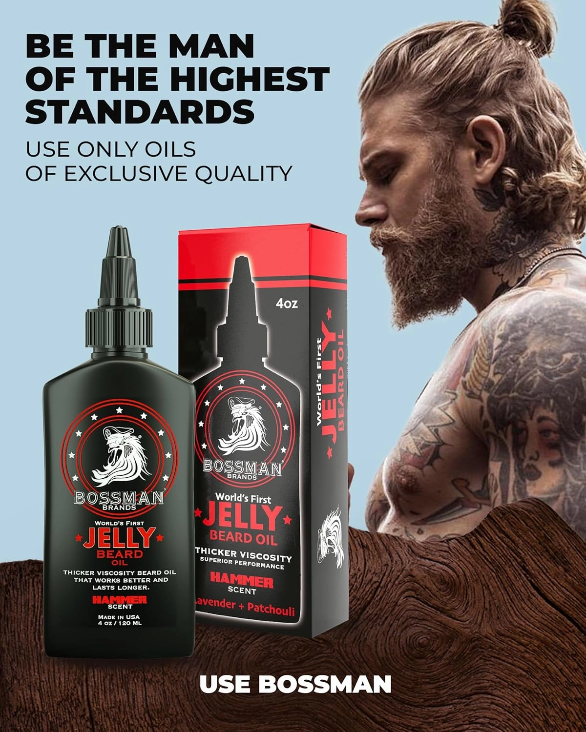 Bossman Jelly Beard Oil for Men - 3 Pack (12 oz in Total, Hammer Scent) – Softens, Moisturizes & Conditions with Natural Ingredients - Father's Day Gifts