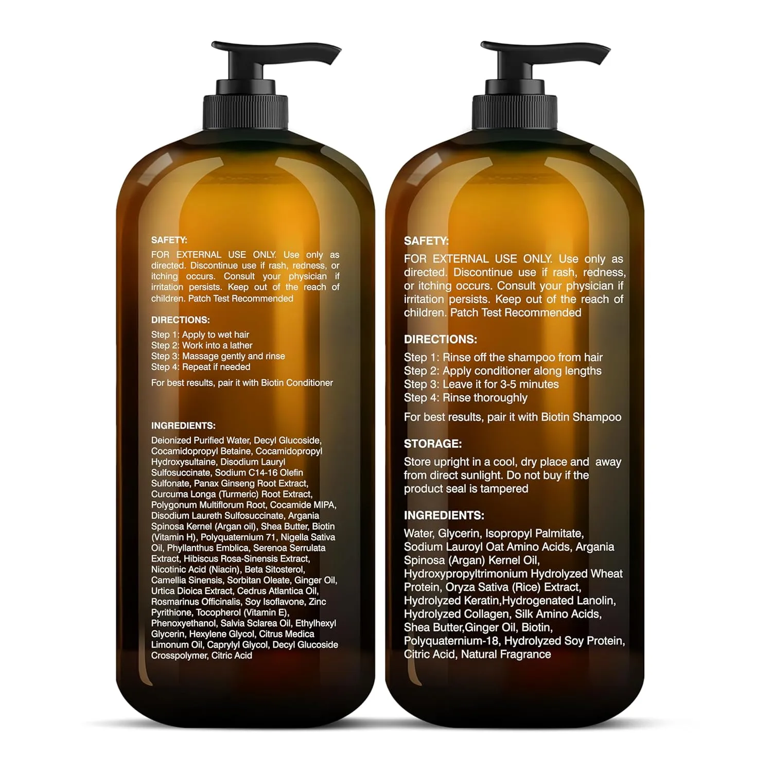 Botanic Hearth Biotin Shampoo and Conditioner Set - with Ginger Oil & Keratin for Hair Loss and Thinning Hair for Men and Women - Sulfate Free, 16 fl oz each