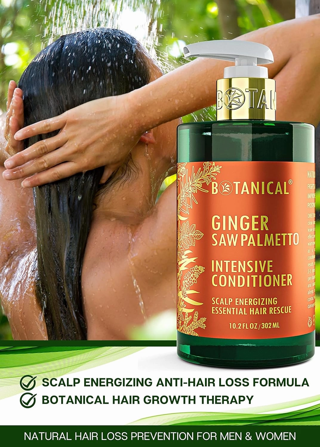 Botanical Hair Growth Conditioner “Scalp Energizing” Intensive Anti-Hair Loss for Thinning Hair Ginger Saw Palmetto Conditioner for Hair Loss Thickening Products For Women & Men 10.2 Fl Oz