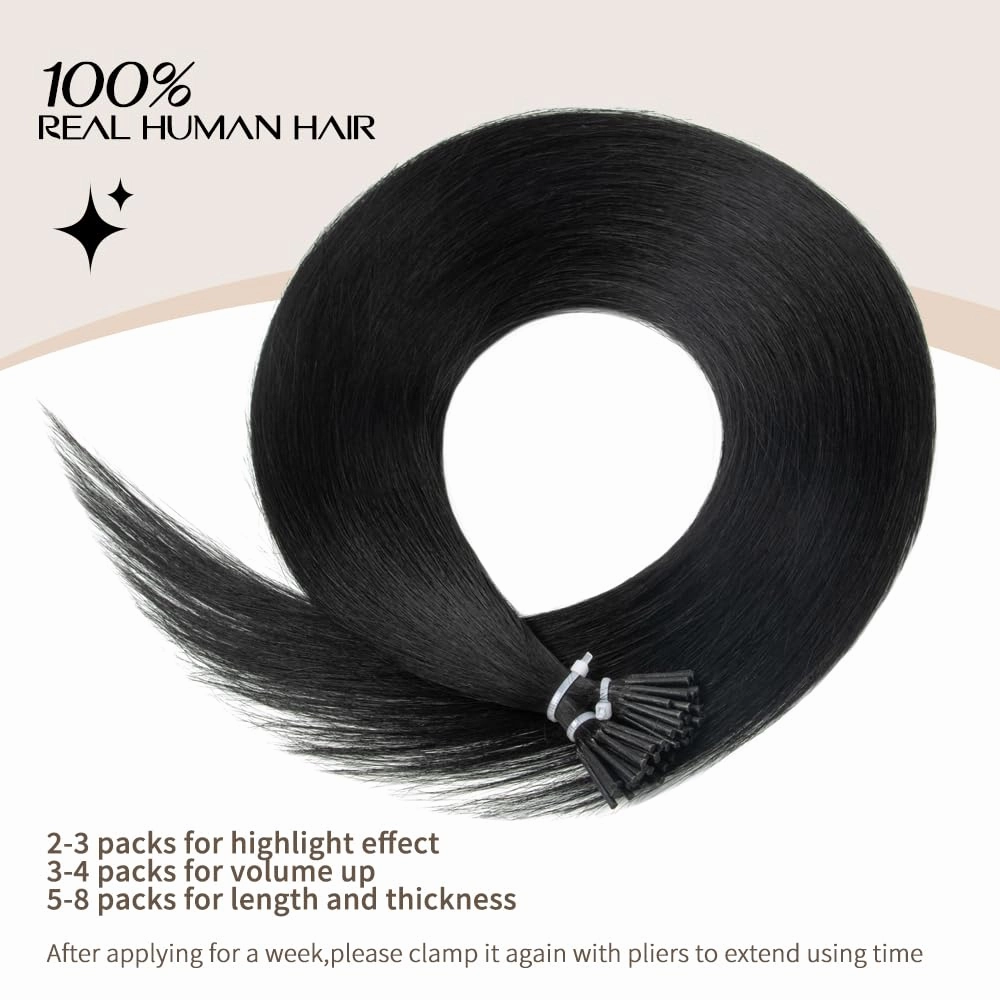Boymia I Tip Hair Extensions #04 Medium Brown 22 Inch I Tip Human Hair Extensions Long Straight Hair