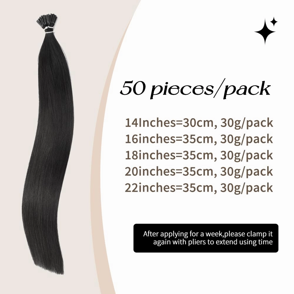 Boymia I Tip Hair Extensions #04 Medium Brown 22 Inch I Tip Human Hair Extensions Long Straight Hair