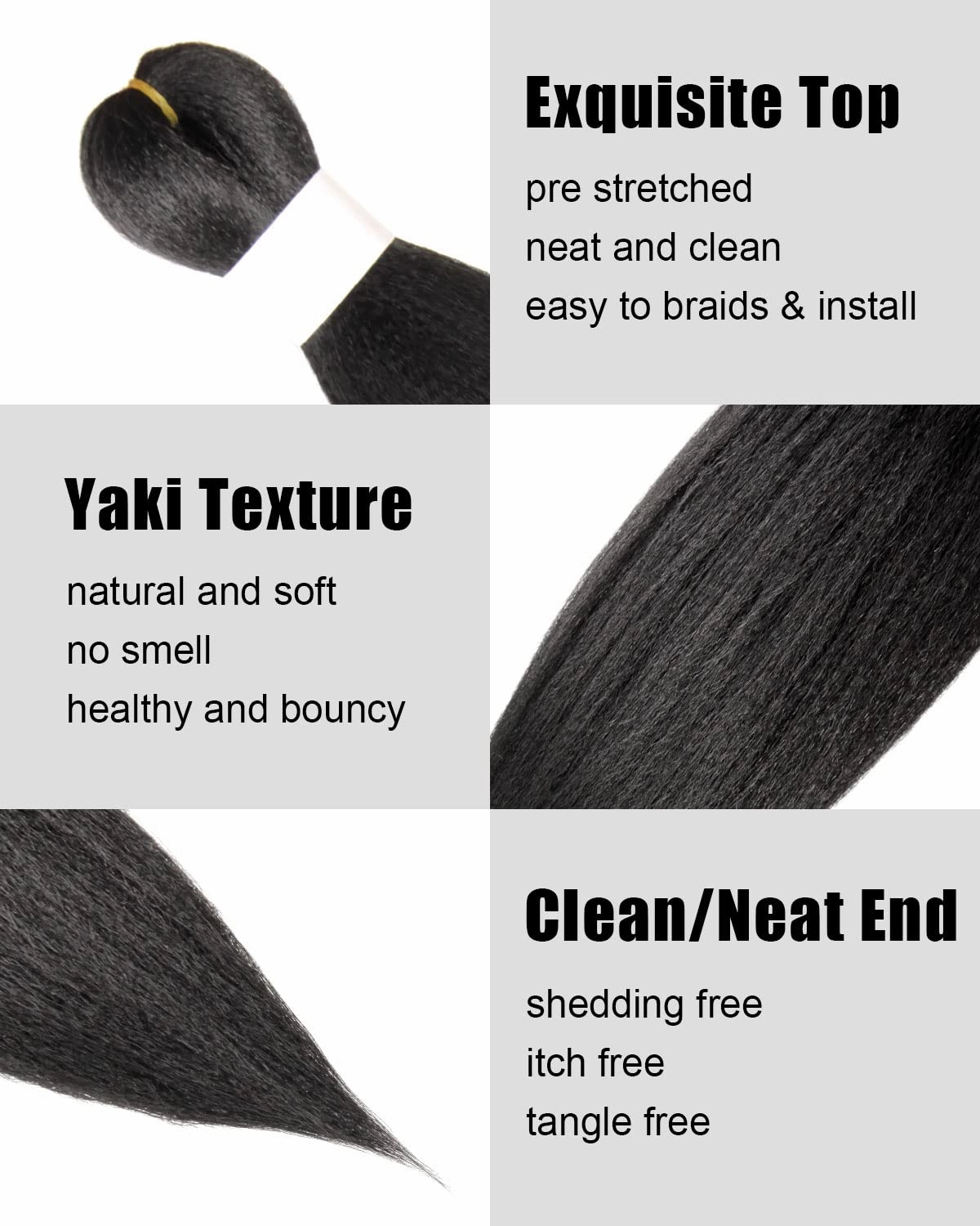Braiding Hair 12 Inch Pre Stretched Hair Black Color Short Straight Crochet Braids Yaki Texture Synthetic Fiber 8 Packs (1B/Natural Black)