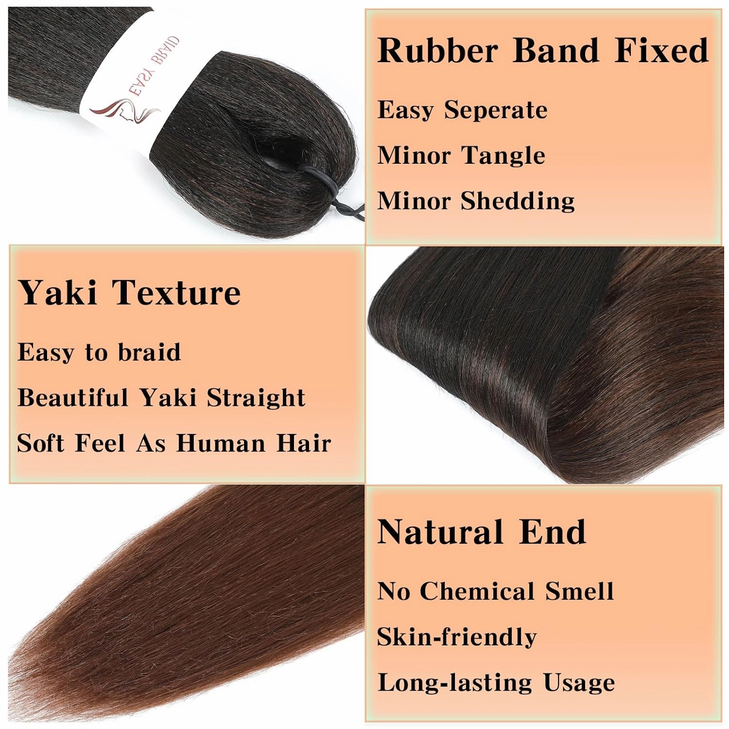 Braiding Hair Pre Stretched, 26 Inch 8 Pack Long Prestretched Braiding Hair For Braid Women Hair,Professional Two Tone Brown Synthetic Hair For Knotless Crochet Braids,Soft Yaki Straight(26in,8pc,T30)