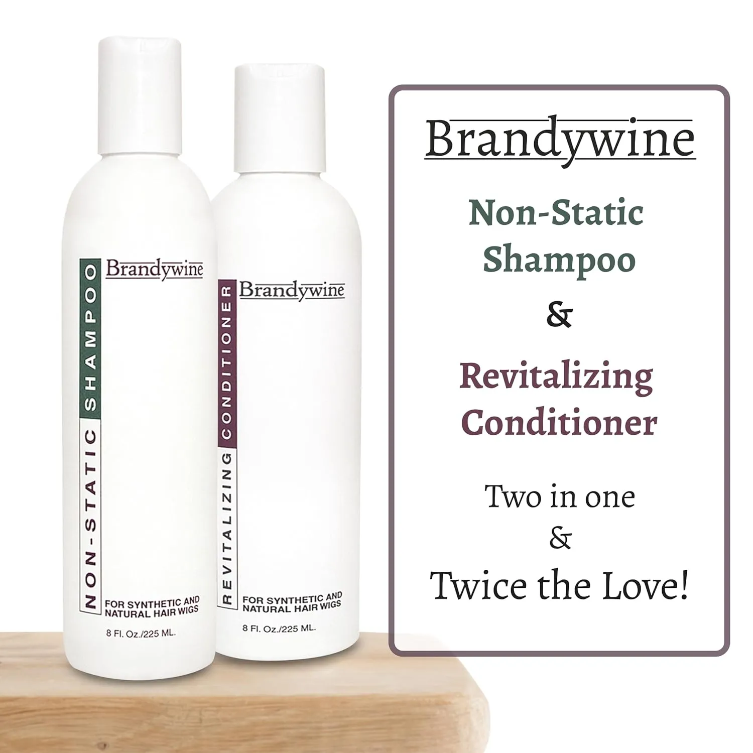 Brandywine Non Static Shampoo & Revitalizing Conditioner 8 Ounce, Value Pack Bundle 2 items