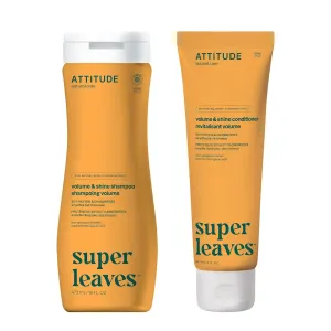 Bundle of ATTITUDE Volume And Shine Hair Shampoo and Conditioner, Dermatologically Tested, Plant- and Mineral-Based, Vegan Beauty Products, Soy Protein And Cranberries