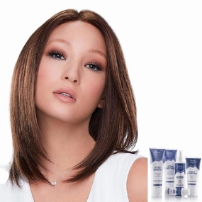 Bundle - 7 item: Carrie Hand-Tied Exclusive Remy Human Hair Wig by Jon Renau, Christy's Wigs Q & A Booklet, BeautiMark Hydra Shampoo Conditioner Mask Protect Leave-In Spray Shine Serum - 22F16S8