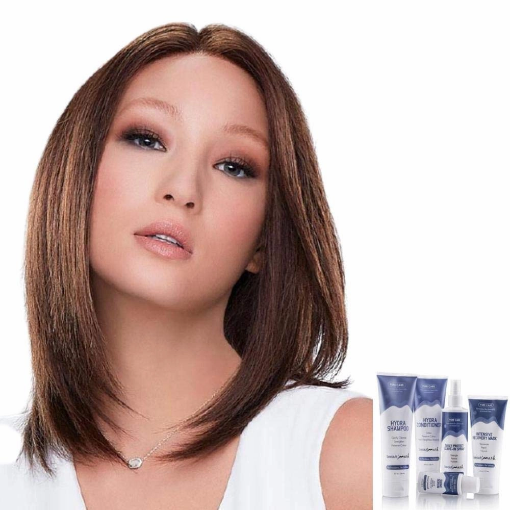 Bundle - 7 item: Carrie Hand-Tied Exclusive Remy Human Hair Wig by Jon Renau, Christy's Wigs Q & A Booklet, BeautiMark Hydra Shampoo Conditioner Mask Protect Leave-In Spray Shine Serum - 22F16S8