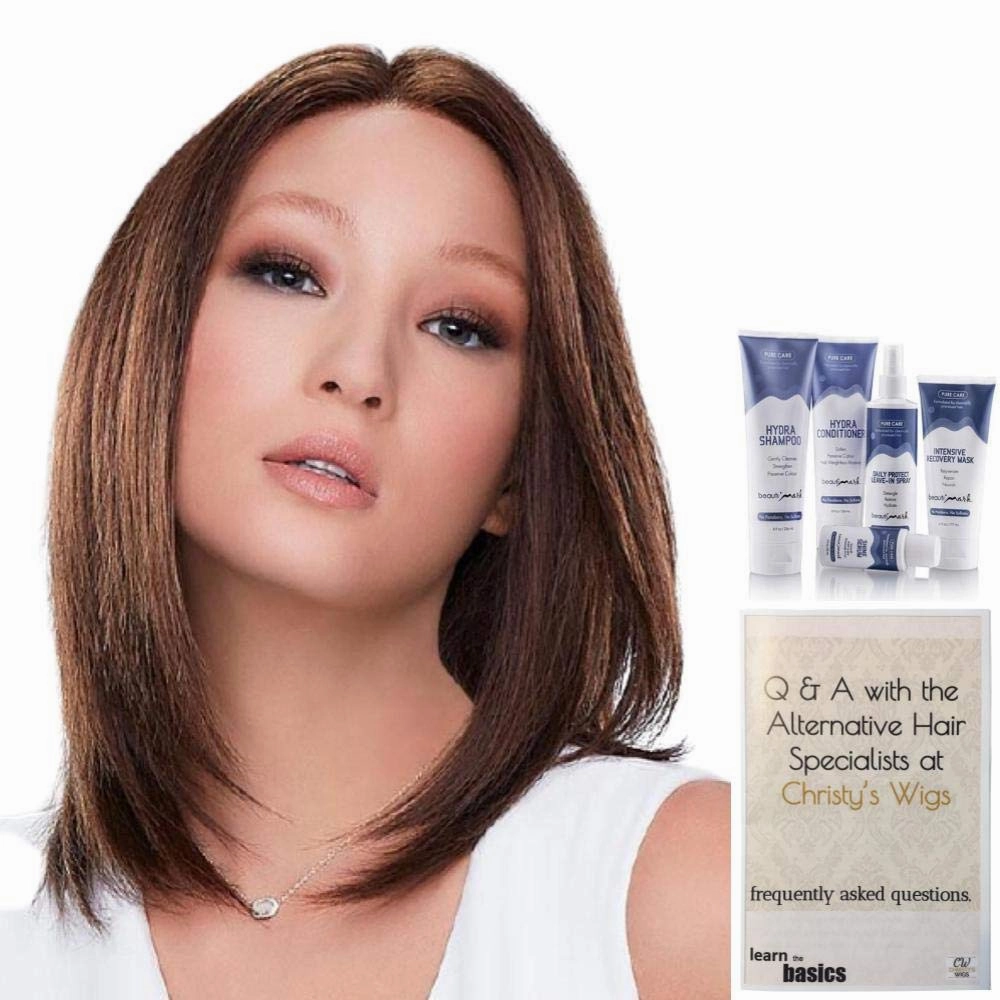 Bundle - 7 item: Carrie Hand-Tied Exclusive Remy Human Hair Wig by Jon Renau, Christy's Wigs Q & A Booklet, BeautiMark Hydra Shampoo Conditioner Mask Protect Leave-In Spray Shine Serum - 22F16S8