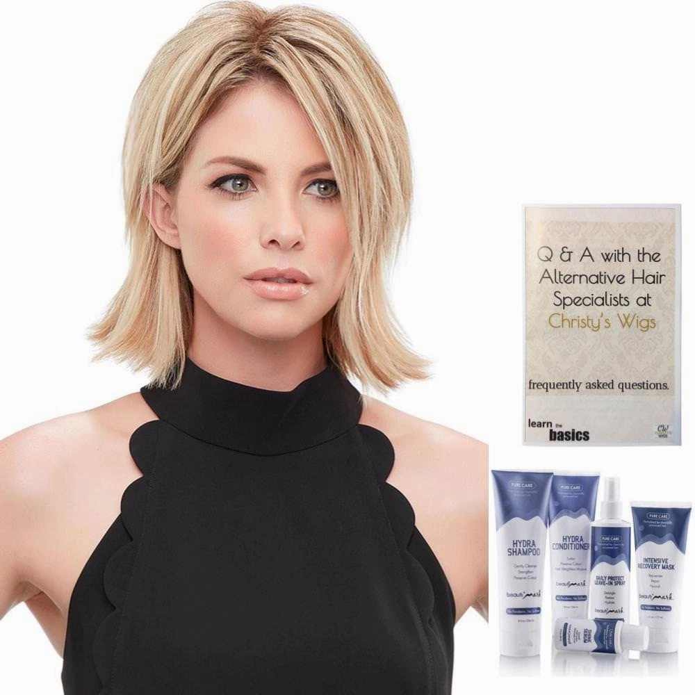 Bundle - 7 Items: 8" XL easiPart Remy Human Hair Topper by Jon Renau, Christy's Wigs Q & A Booklet, BeautiMark Hydra Shampoo Conditioner Mask Protect Leave-In Spray Shine Serum - Color: 10H24B