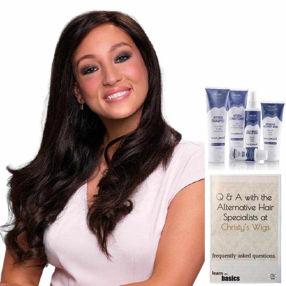 Bundle - 7 Items: Blake Lite Human Hair by Jon Renau, Christy's Wigs Q & A Booklet, BeautiMark Hydra Shampoo Conditioner Mask Protect Leave-In Spray Shine Serum - Color: 12/30BT