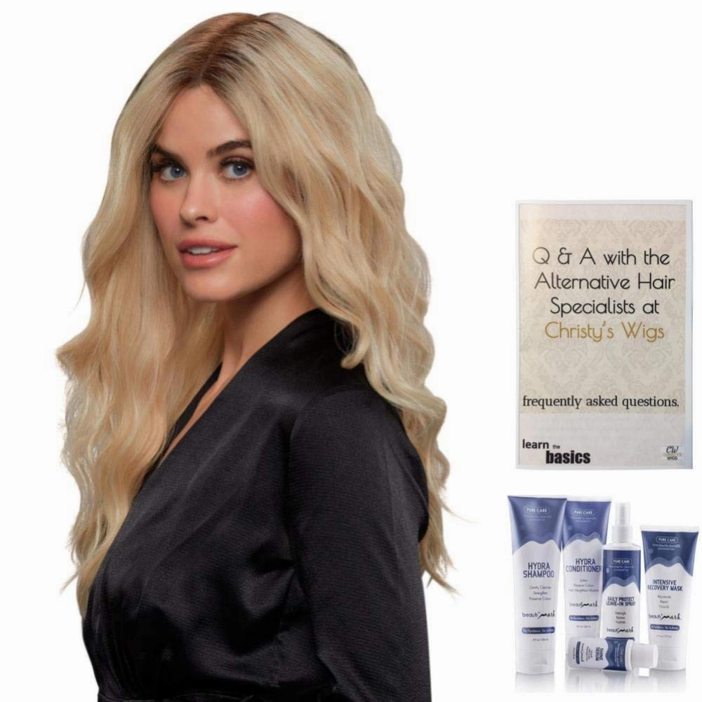 Bundle - 7 Items: Blake Petite Remy Human Hair by Jon Renau, Christy's Wigs Q & A Booklet, BeautiMark Hydra Shampoo Conditioner Mask Protect Leave-In Spray Shine Serum - Color: 1B