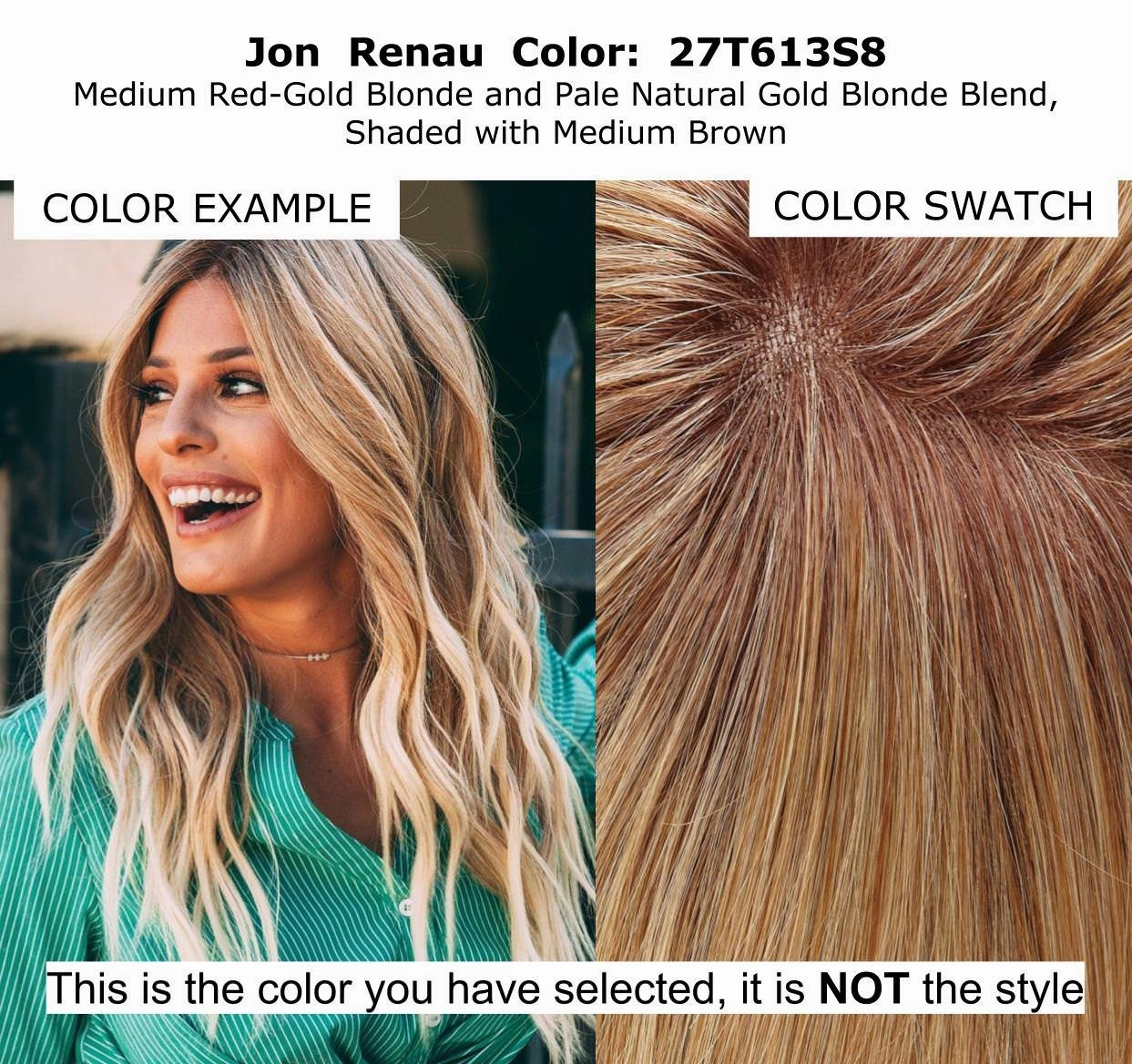 Bundle - 7 Items: Carrie Exclusive Remy Human Hair by Jon Renau, Christy's Wigs Q & A Booklet, BeautiMark Hydra Shampoo Conditioner Mask Protect Leave-In Spray Shine Serum - Color: 27T613S8